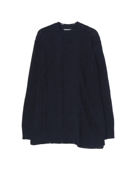 DAMAGE PROCESSED JERSEY CABLE KNITTED PULLOVER sold by Yohji Yamamoto