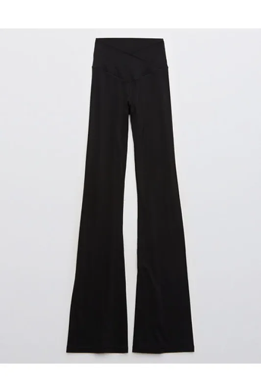 OFFLINE By Aerie Real Me High Waisted Crossover Flare Legging Women's True Black XXS sold by American Eagle