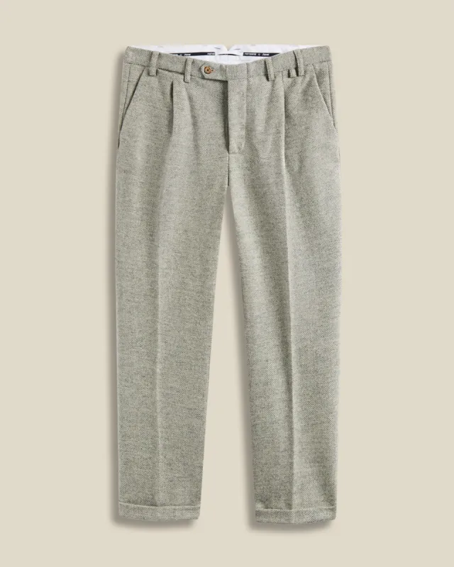 Wool Herringbone Trousers - Light Grey sold by Portuguese Flannel