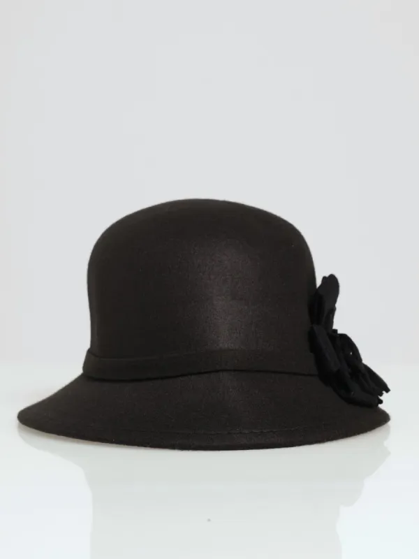 Floral Cloche Hat - Black sold by Edgars 