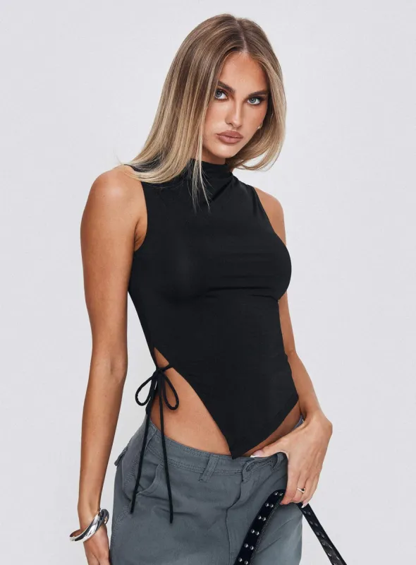 Solarah Tie Side Top Black sold by Princess Polly