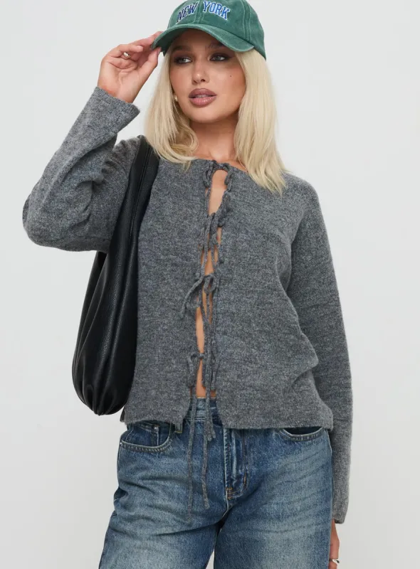 Frosty Knit Cardigan Grey sold by Princess Polly