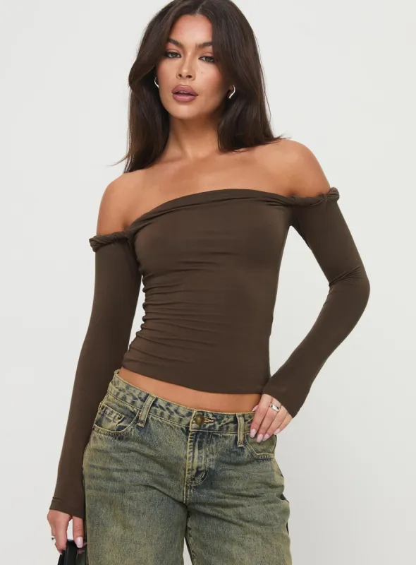 Dusky Long Sleeve Top Khaki sold by Princess Polly