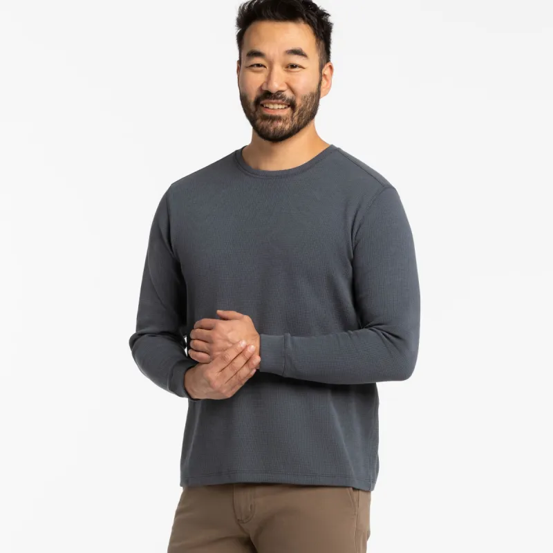 Bright Navy Waffle Long Sleeve Crew Neck Tee sold by Ash & Erie
