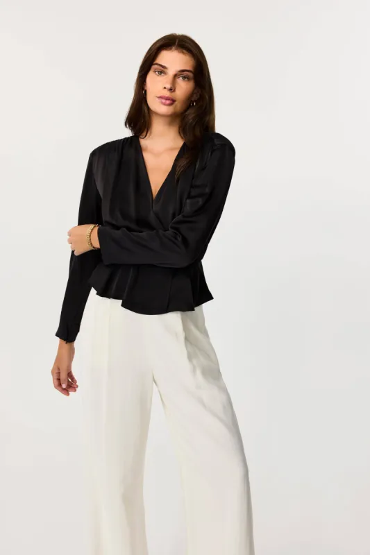 Adeline Silk Peplum Top sold by Toccin