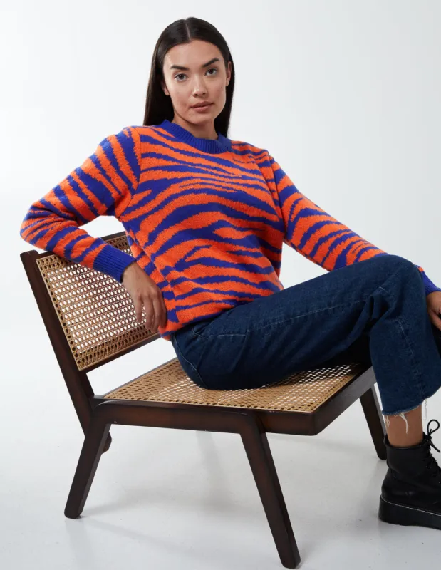 Zebra Ribbed Detail Jumper sold by Blue Vanilla