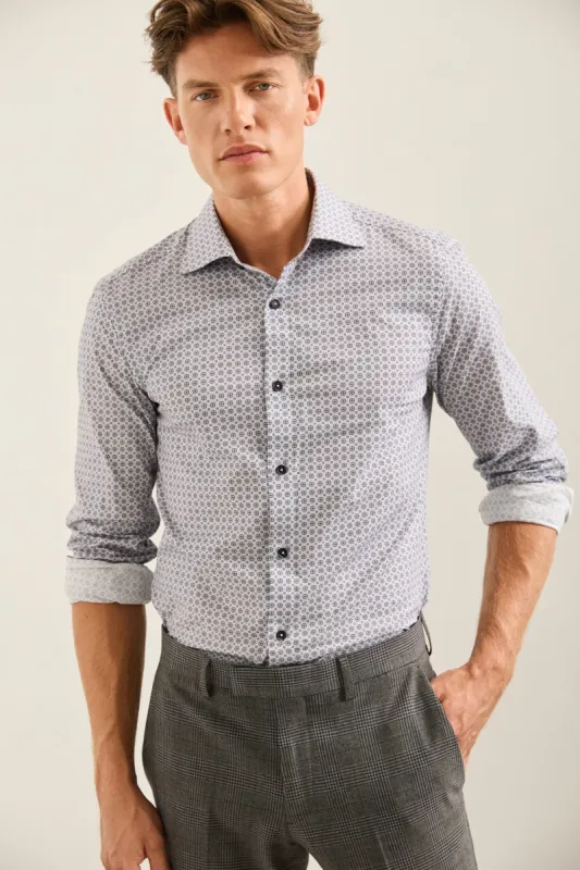 Micro Pattern Print Extra-Fitted Shirt sold by Tristan Style