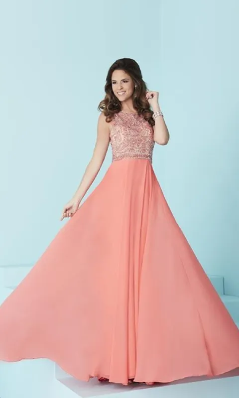 Backless Long A-Line Formal Gown sold by PromGirl