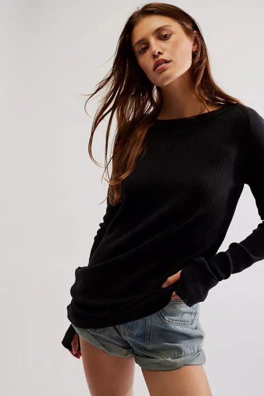 Free People Care FP Honey B Crew Neck - BLACK sold by Sun Diego Boardshops
