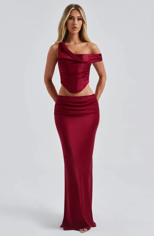 Bernadette Maxi Skirt - Burgundy sold by Babyboo Fashion
