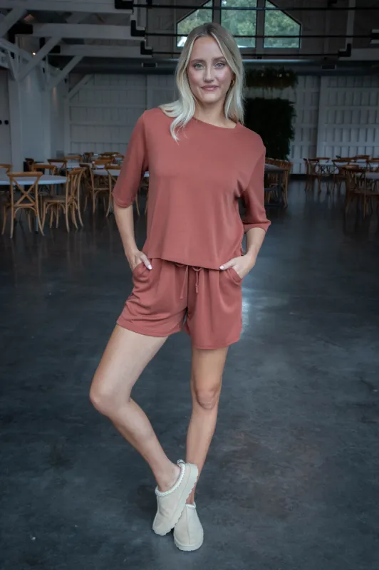 Marin Modal Shorts, Brick sold by North & Main Clothing Company