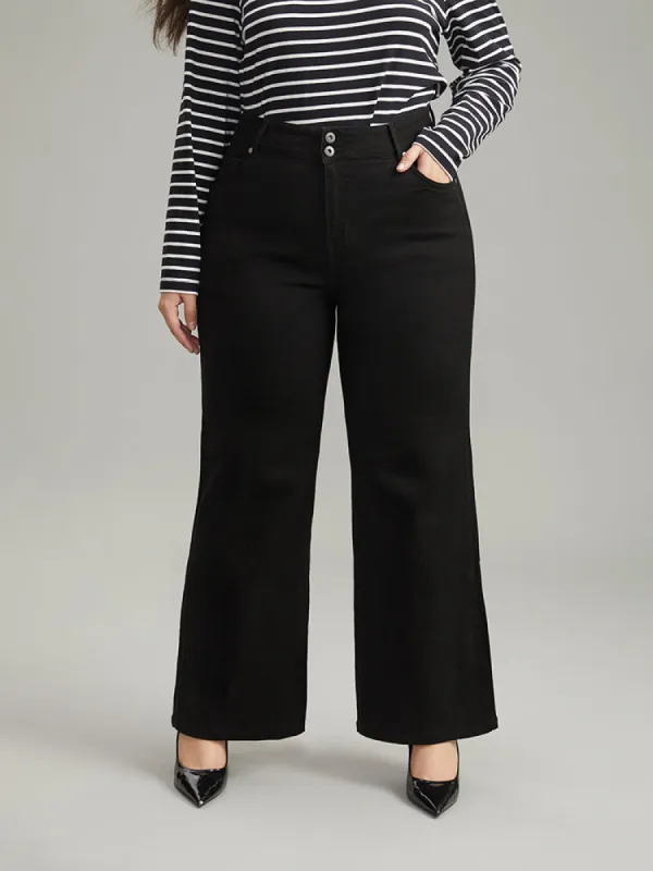 Wide Leg Black Wash Very Stretchy Jeans sold by Bloomchic