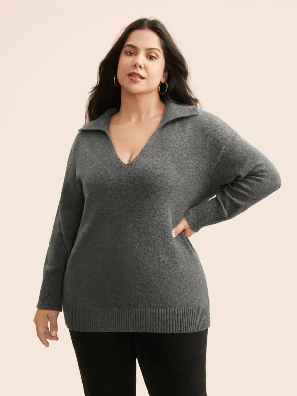 Supersoft Essentials Lapel Collar Wool Pullover sold by Bloomchic