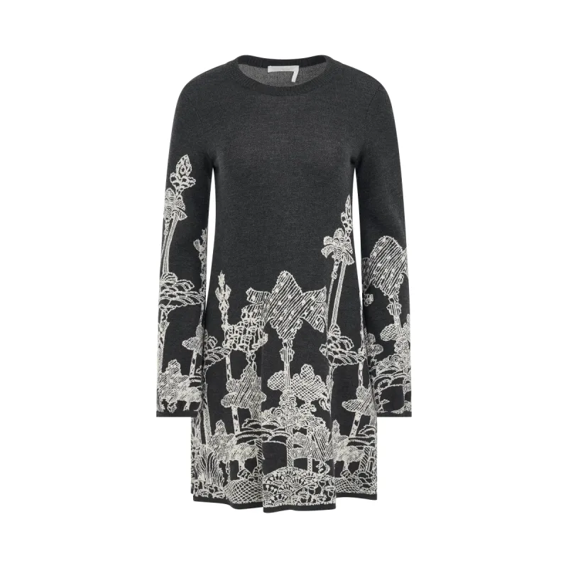 Long Print Sweater in Grey/White sold by MARAIS