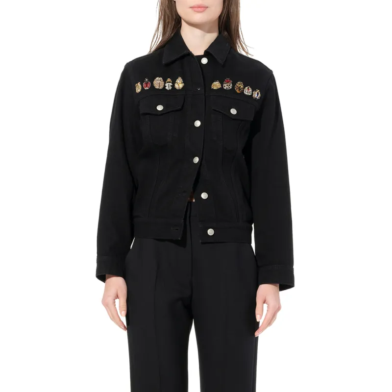 Washed Denim Jacket in Black sold by MARAIS