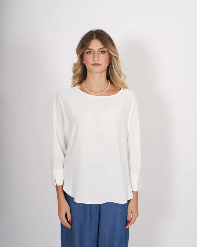 Blusa over girocollo stondato in mano seta - Kessin sold by Hope Fashion