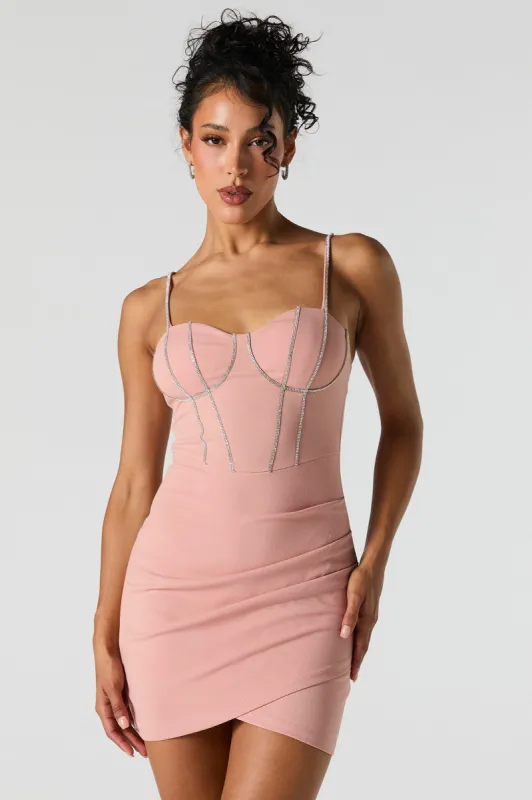 Rhinestone Trim Corset Mini Dress sold by Urban Planet