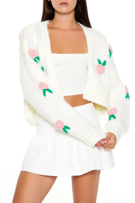 Rosette Knit Cropped Cardigan sold by Urban Planet