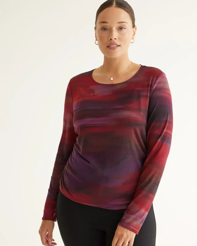 Long-Sleeve Crew-Neck Mesh Top sold by Reitmans