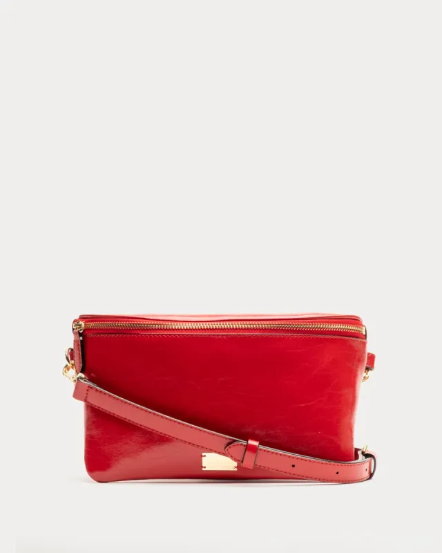 Billie Sling Bag - Crinkled Leather Red sold by Frances Valentine