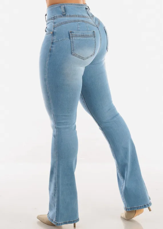 Butt Lift High Waist Stretch Bootcut Jeans Light Blue sold by Moda