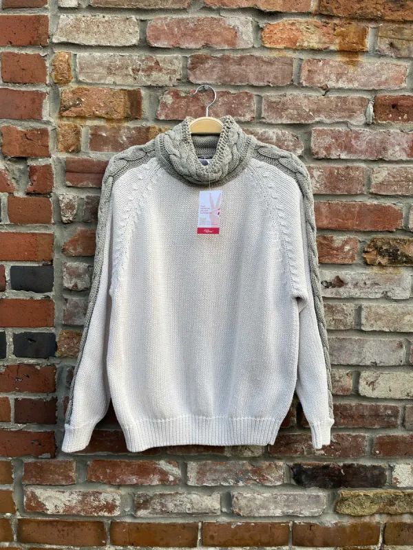 vintage 90s bianca sport cotton cable knit turtleneck sold by Good Market Thrift Store