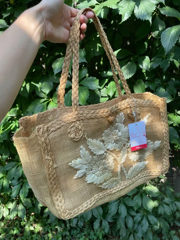 vintage handmade floral summer tote sold by Good Market Thrift Store