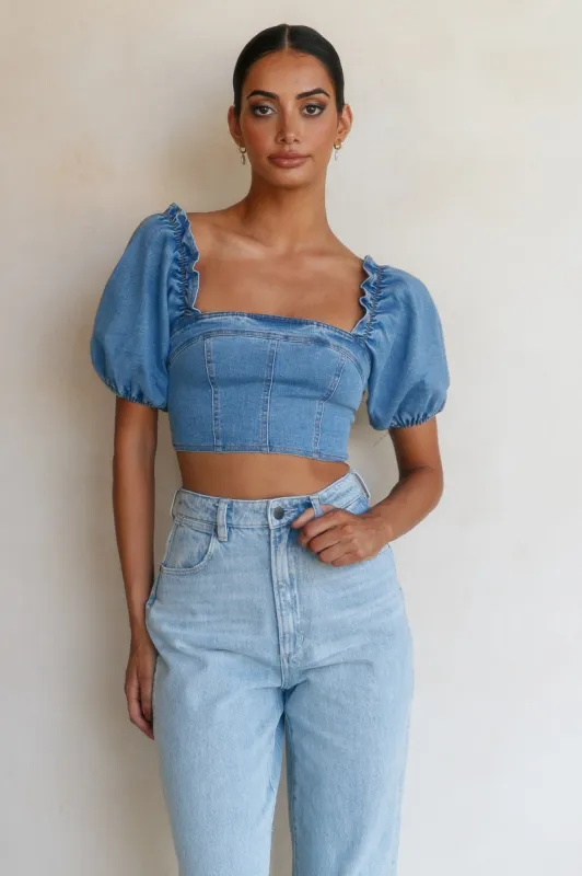 Step Back Crop Blue sold by Hello Molly