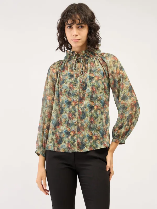 Mossy Smocked Neckline Top - Multicolor sold by Salt Attire