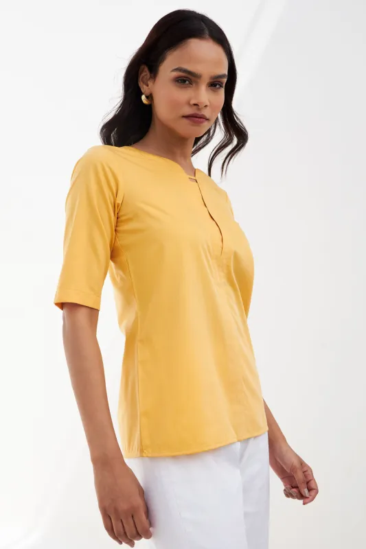 Tangelo Neck Band Detail Top - Yellow sold by Salt Attire