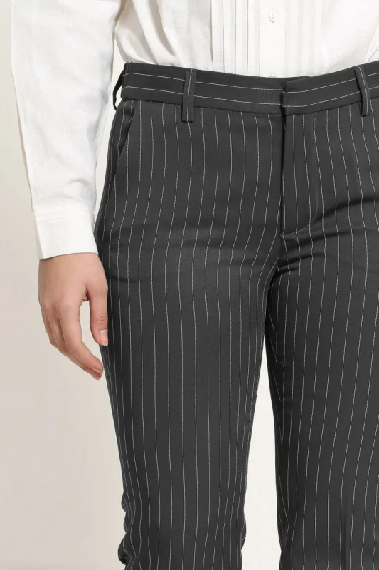 Pewter Cigarette Fit Pants - Black striped sold by Salt Attire