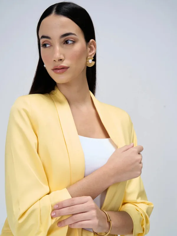 Iconic Ruched Sleeve Blazer-Yellow sold by Salt Attire
