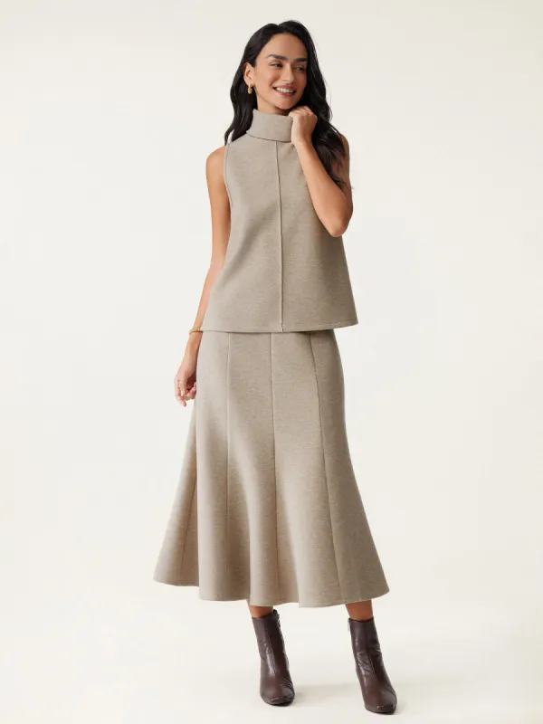 2Pcs Set Split Hem Top & High Waisted Midi Skirt sold by ogl move