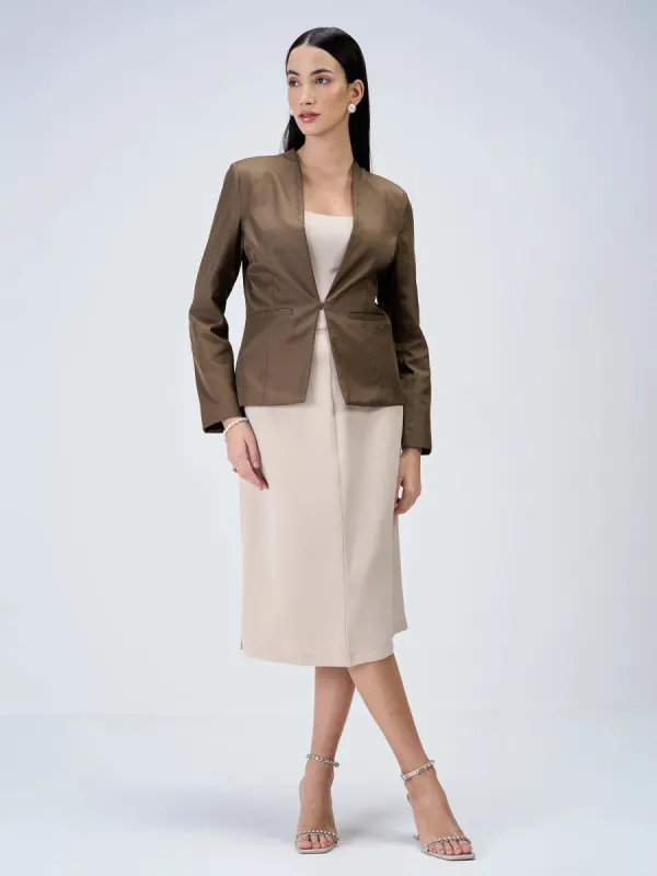 Witty Clean Front Blazer-Umber Green sold by Salt Attire
