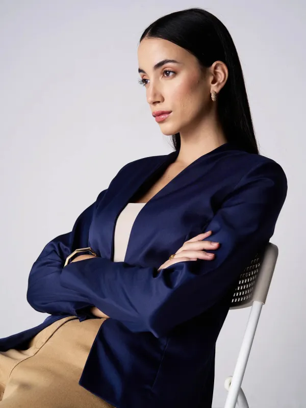 Witty Clean Front Blazer-Midnight Blue sold by Salt Attire