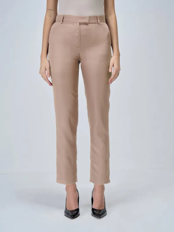 Lumi Mid Rise Slim Fit Trousers-Dusty Peach sold by Salt Attire