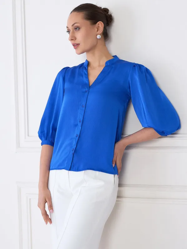 Cuboid Button Down Top - Blue sold by Salt Attire