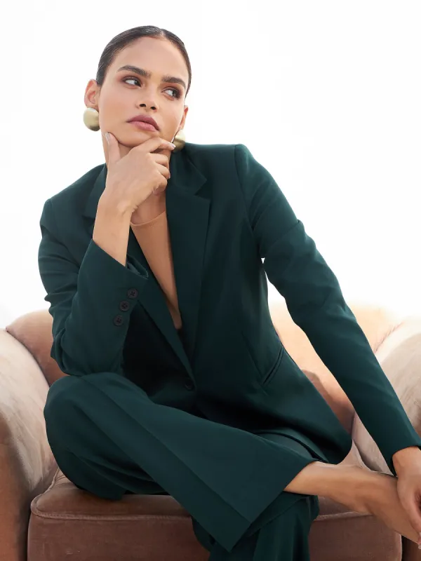 Gritty Single Breasted Blazer-Dark Green sold by Salt Attire