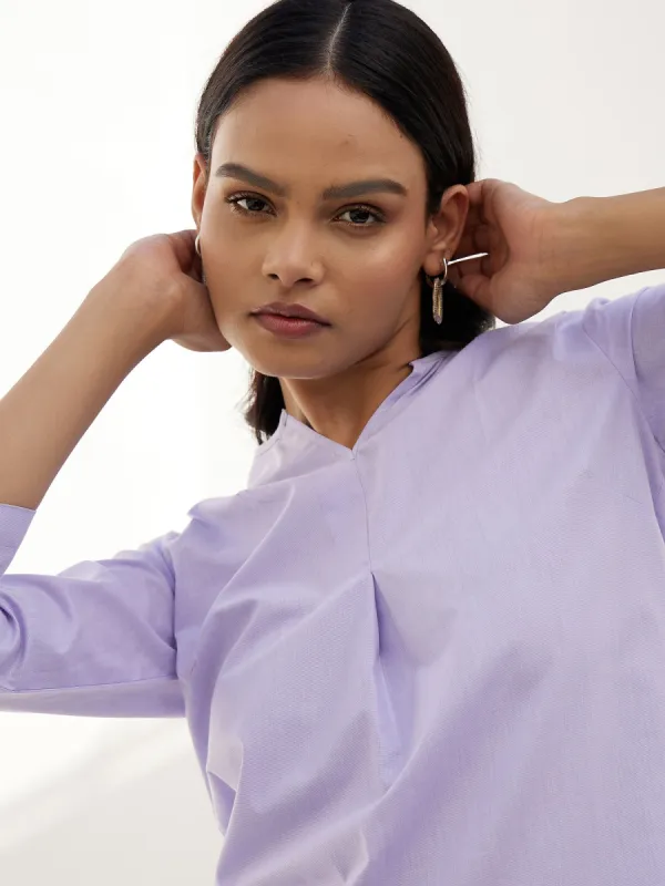 Heather High-Low Pleated Top-Lavender sold by Salt Attire