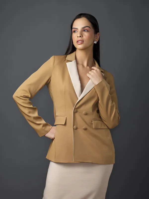Estée Colour Blocked Blazer-Camel sold by Salt Attire