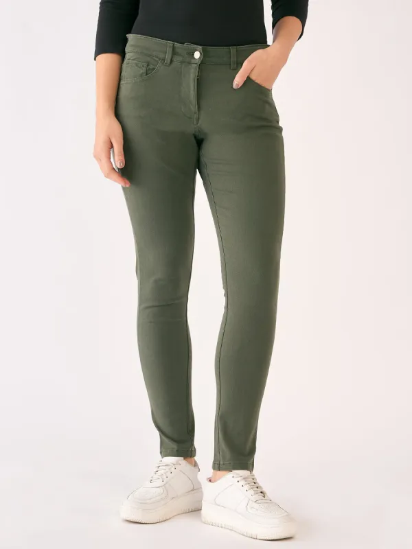 Urban Twill Mid Rise Slim Fit Pants-Olive sold by Salt Attire