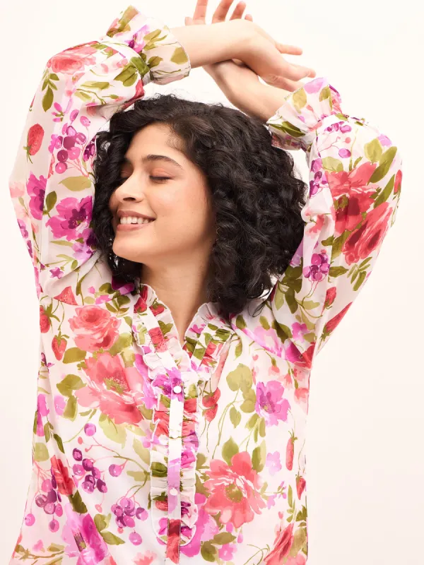 Lizzie Floral Ruffled Top - Multicolor sold by Salt Attire