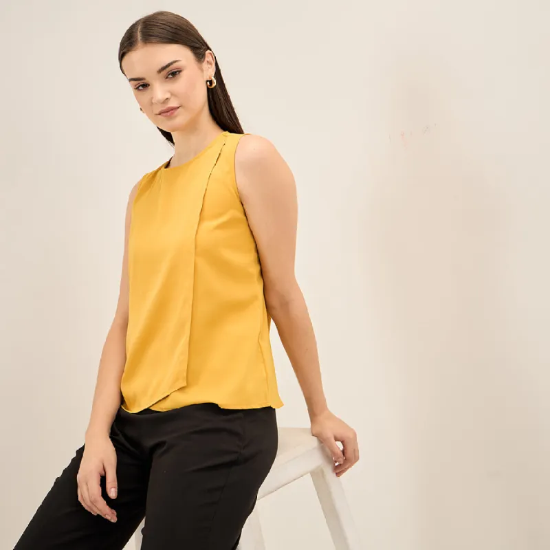 Hawaiian Punch-Yellow Crossover Front Top - Yellow sold by Salt Attire
