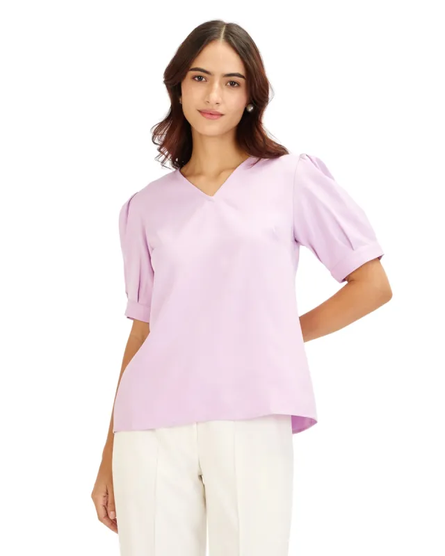 Anne-Lavender Balloon Sleeves Top - Lavender sold by Salt Attire