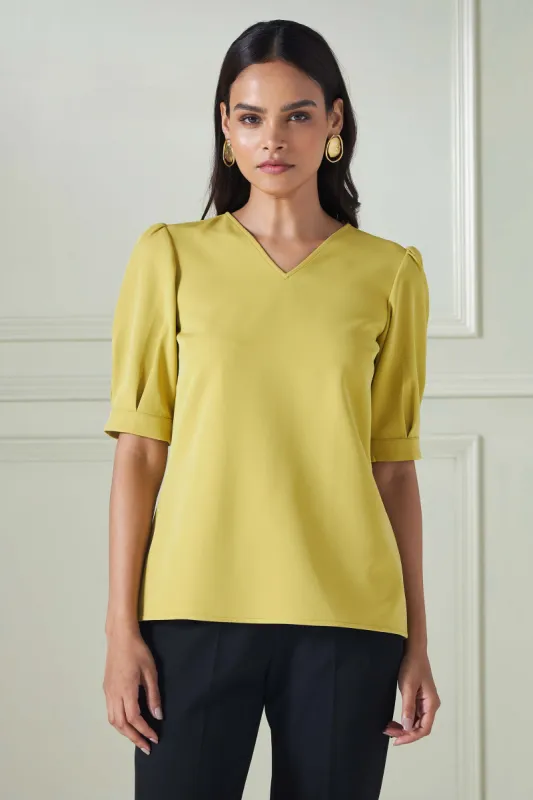 Radiant Balloon Sleeves Top - Chartreuse sold by Salt Attire