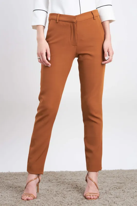 Earnest Mid To High Rise Pants - Tan Brown sold by Salt Attire