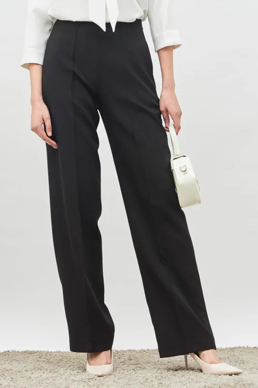 Determined High Rise Straight Trousers - Black sold by Salt Attire