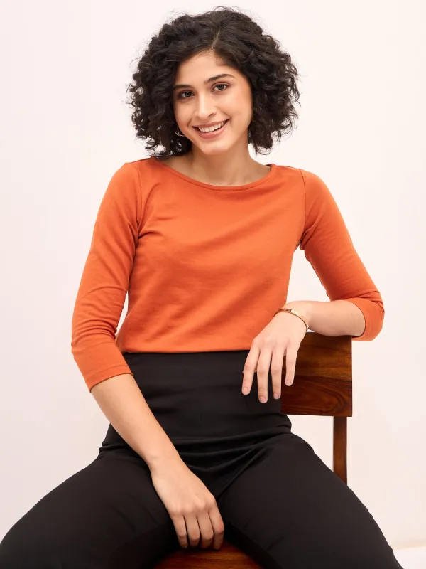 Adaptive Boat Neck T-Shirt - Rust sold by Salt Attire