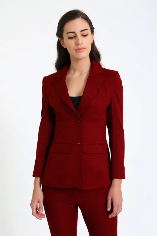 Sincere-Maroon Single Breasted Blazer - Maroon sold by Salt Attire