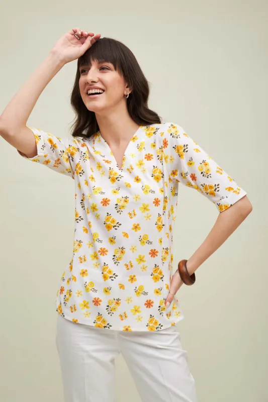 Marseille Floral V-Neck Top - Multicolor sold by Salt Attire